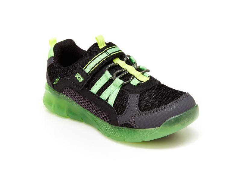 SR LEVEE BLACK/NEON boys shoe sz 11&12 toddler