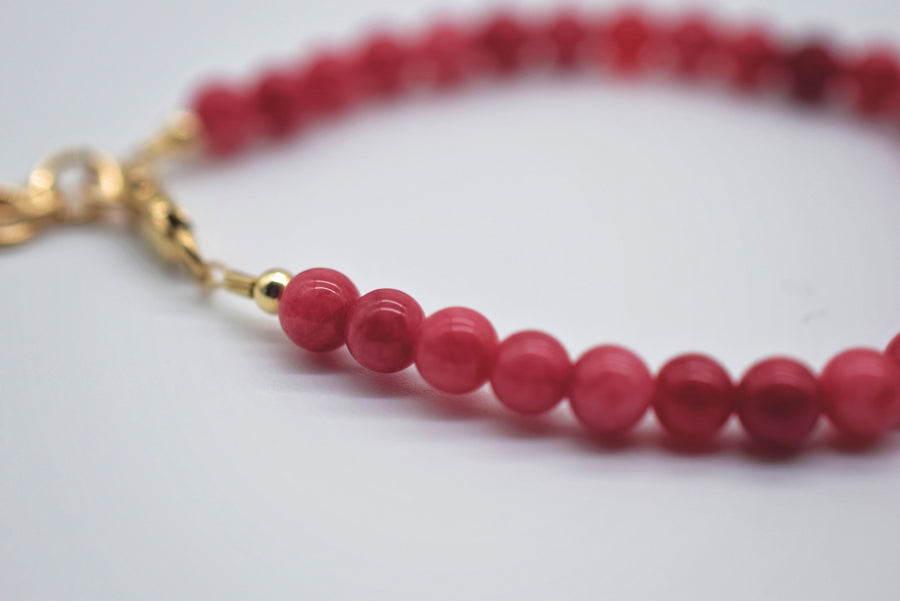 Bracelet - RED JADE 4mm Gemstone - child